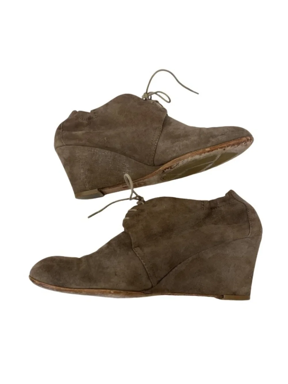 AGL Attilio Giusti Leombruni 36 Wedge Bootie Ankle Boot Brown Leather Lace Up